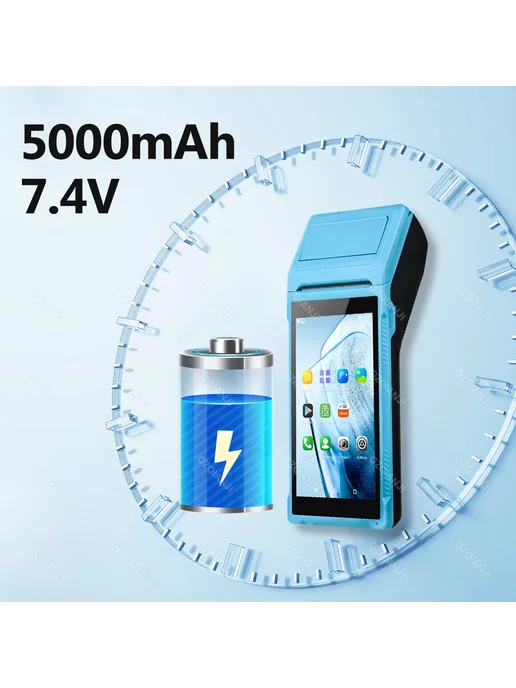 GZQIANJI Терминал POS Android с принтером 58 Синий, Вилка ст, синий, фото 7