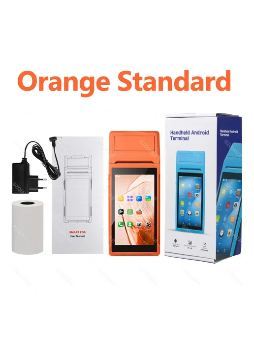 GZQIANJI Терминал POS Android с принтером 58 мм Оранжевый, оранжевый