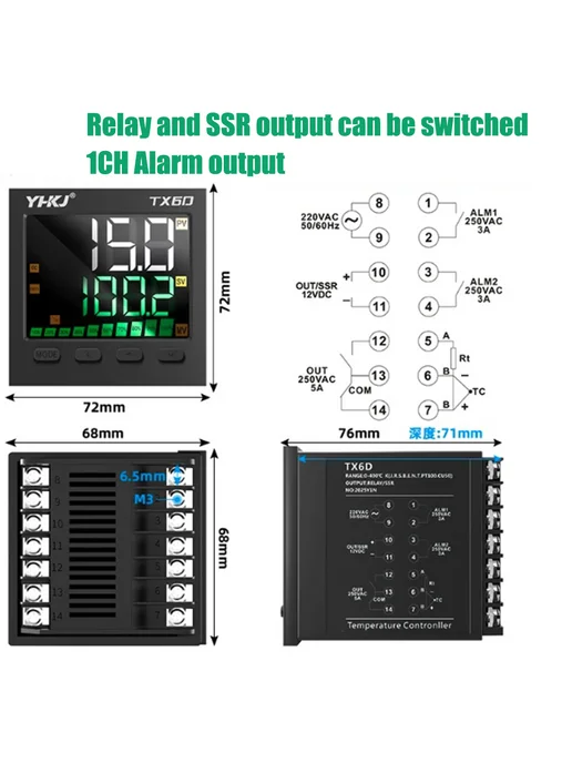 220VAC 50Hz Интеллектуальное реле терморегулятора TX6 и вых, вариант