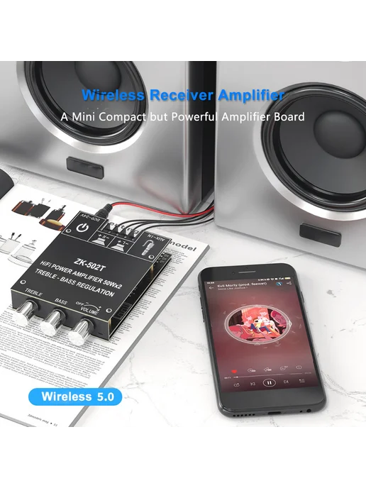 ЗК-502T 50Вт×2 стерео усилитель для аудиосистем, HiFi, 50 Вт, фото 2