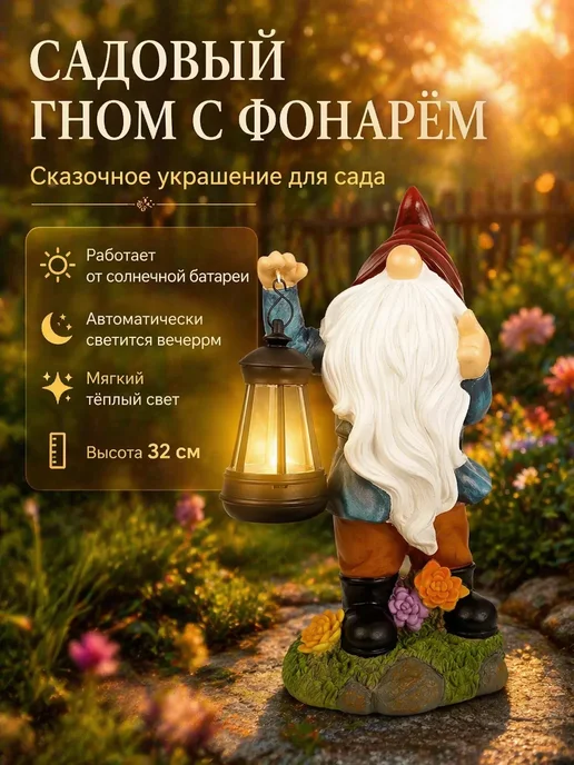 Садовая фигурка на солнечной батарее, белый, фото 2