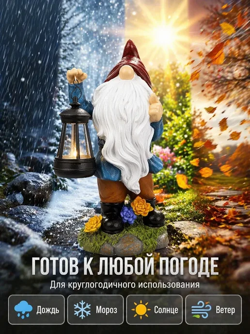 Садовая фигурка на солнечной батарее, белый, фото 5