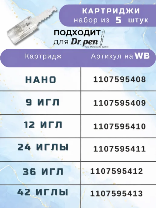Картридж 42 иглы для аппарата мезотерапии дермапен 10 шт, 10 шт, фото 6