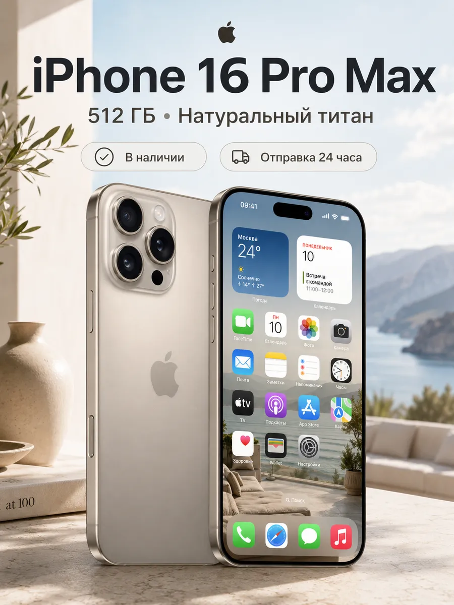 Apple Смартфон iPhone 16 Pro Max 512 Гб eSIM + SIM,титановый
