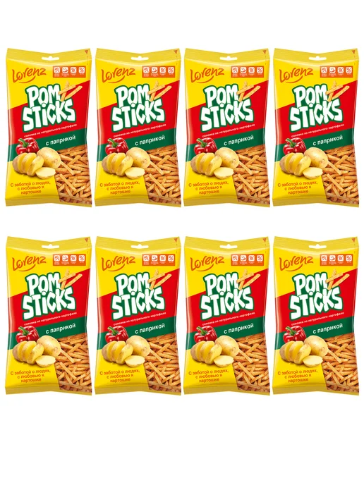 Pomsticks Чипсы картофельные с паприкой, 8 шт по 100г, 8 шт, 100 г, фото 2