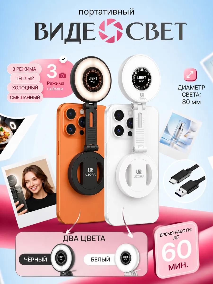 Магнитный видеосвет для IPhone