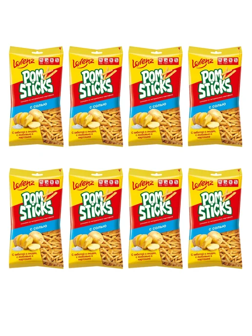 Чипсы картофельные Pomsticks Lorenz с солью, комплект: 6 упаковок по 100 г, 8 шт, 100 г, фото 2