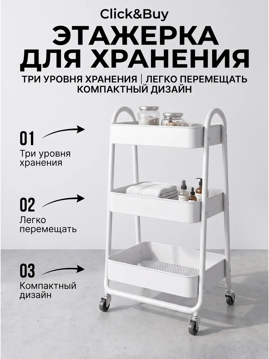 Металлическая этажерка для ванной и кухни