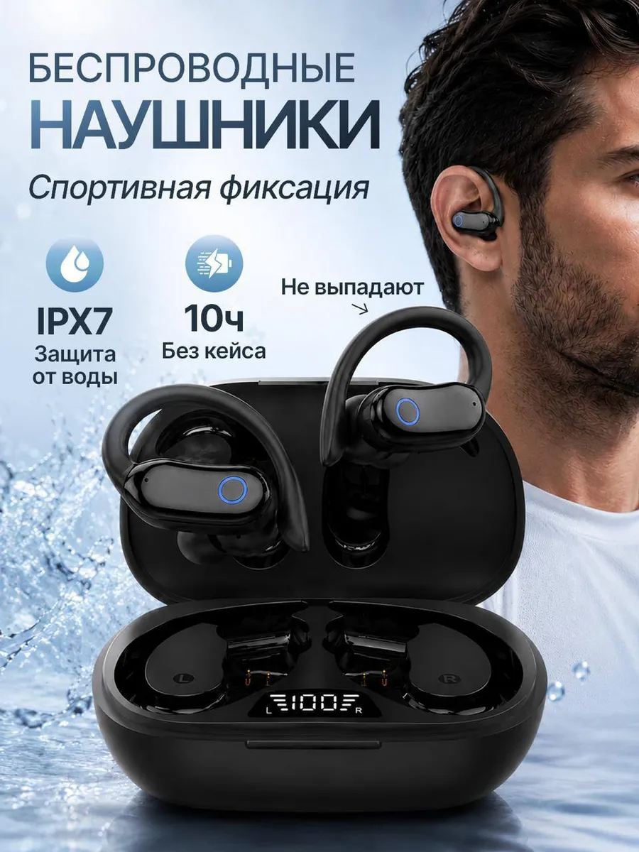 Наушники беспроводные спортивные с шумоподавлением