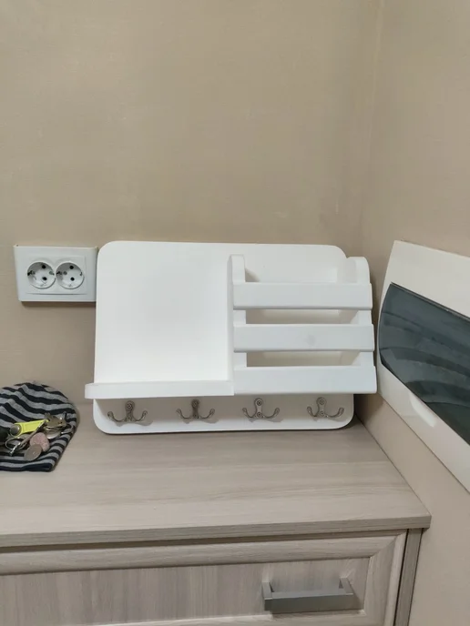 Chiwoodo Ключница с полкой для ключей в коридор, белый