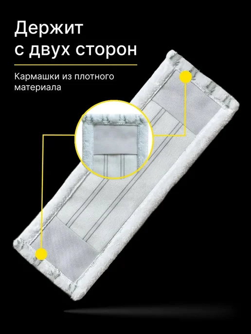 Насадка для швабры с кармашками, белый, фото 3