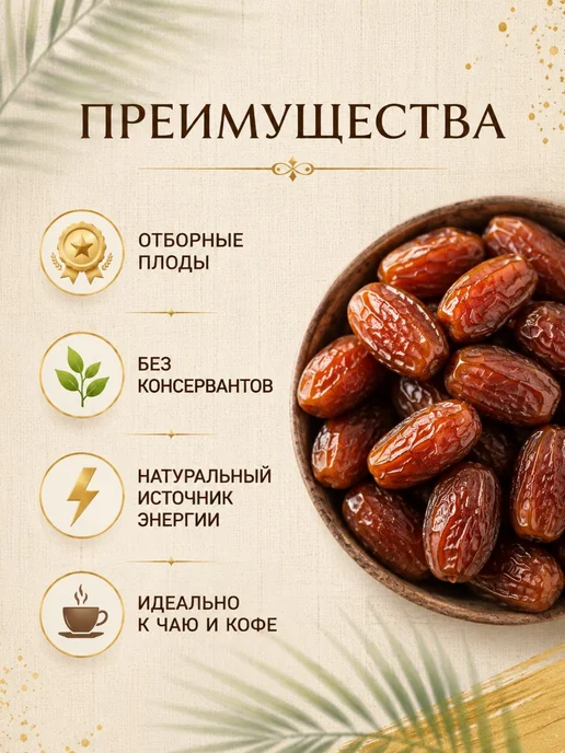 Финики Тунис без сахара 1 кг, 1 кг, фото 2