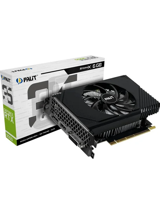 Palit Видеокарта Nvidia StormX GeForce RTX 3050 6GB GDDR6 1FAN, 6 ГБ, фото 4