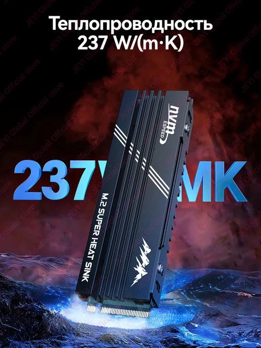 JEYI Ультратонкий кулер для SSD M.2 2280 (10 мм), черный, фото 3