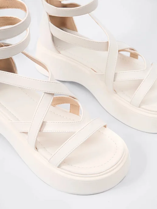 SHOES OCEAN Босоножки летние на платформе, белый, фото 2