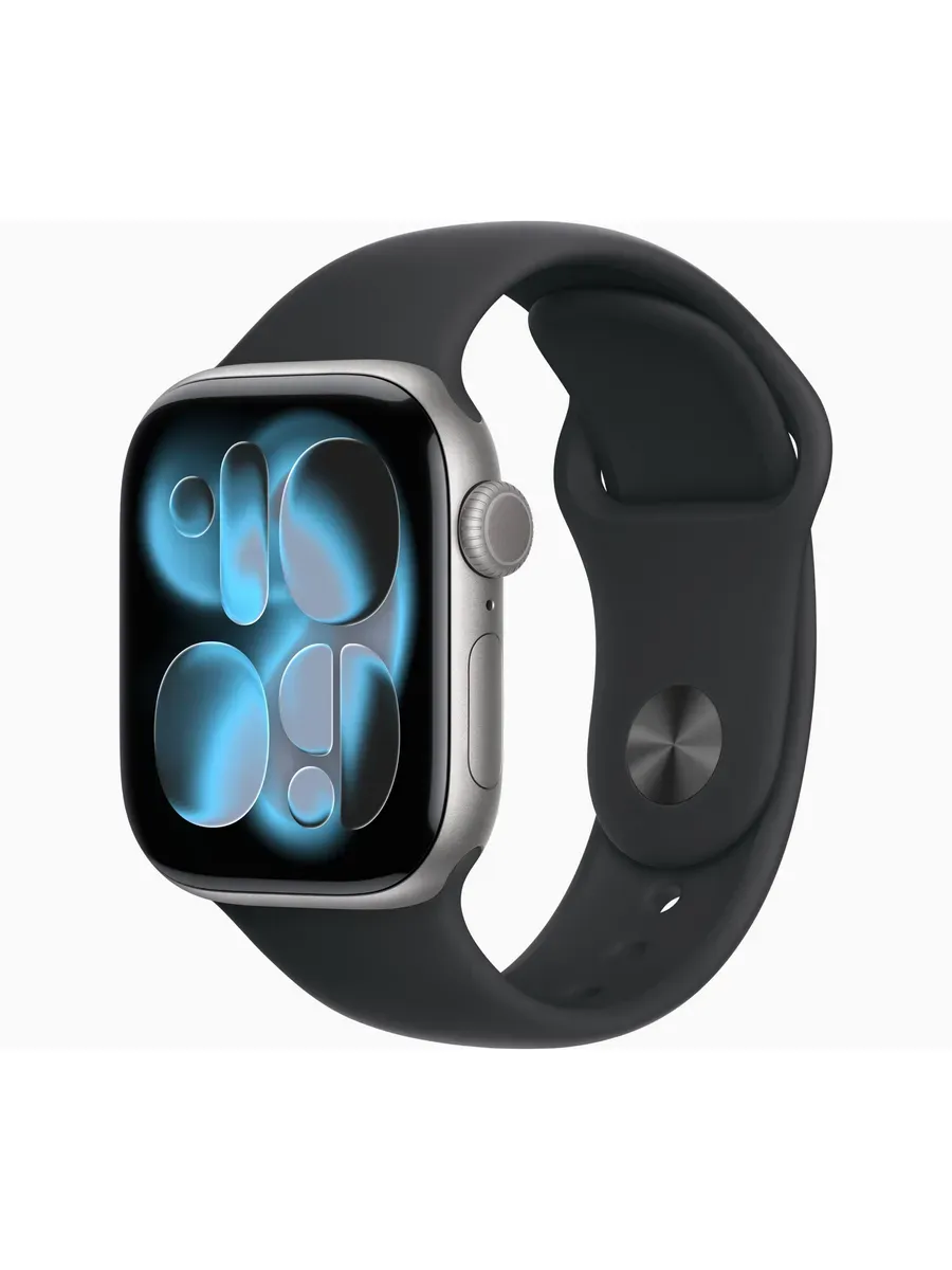 Apple Watch Series 11, 46mm Space Gray, Black Sport Band S M