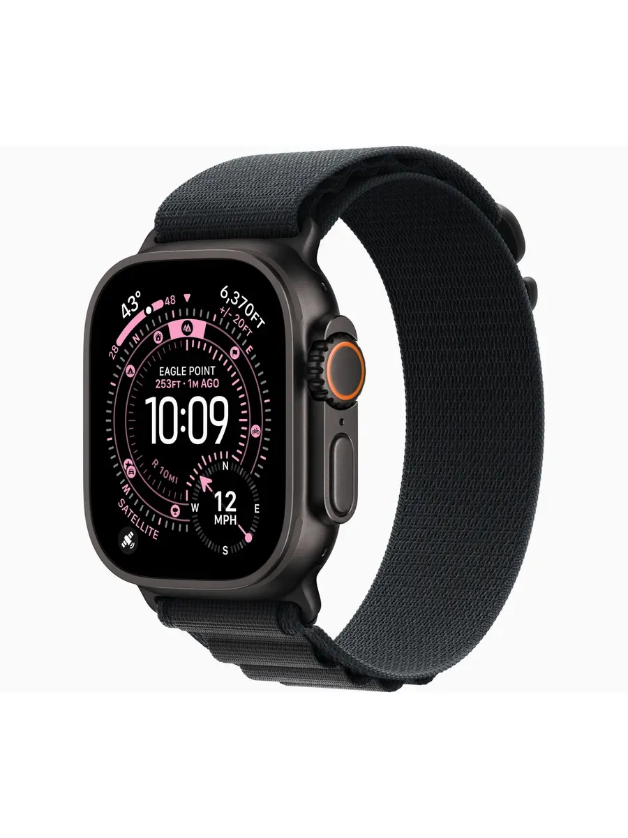 Apple Watch Ultra 3, Black, 49mm, Black Alpine Loop, M