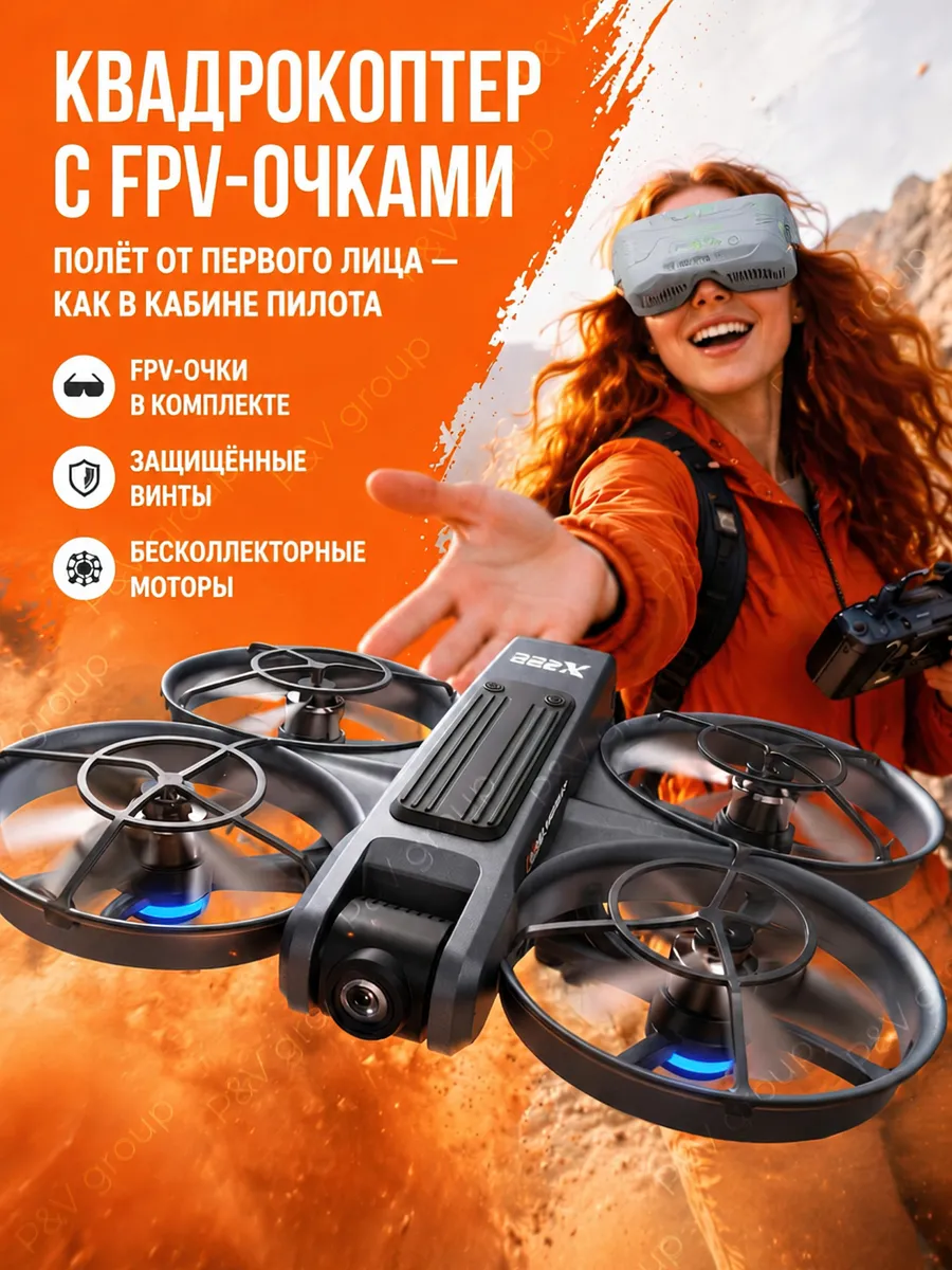 Большой папа Квадрокоптер с камерой радиоуправляемый с fpv очками