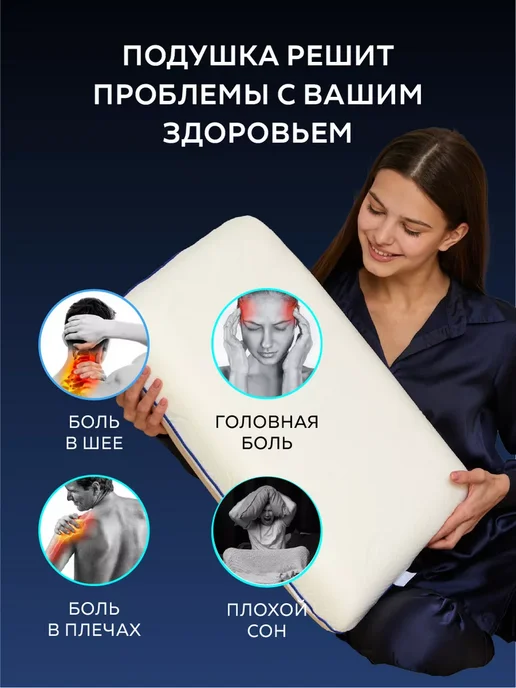 Подушка ортопедическая с эффектом памяти 60x40, 60x40, фото 2