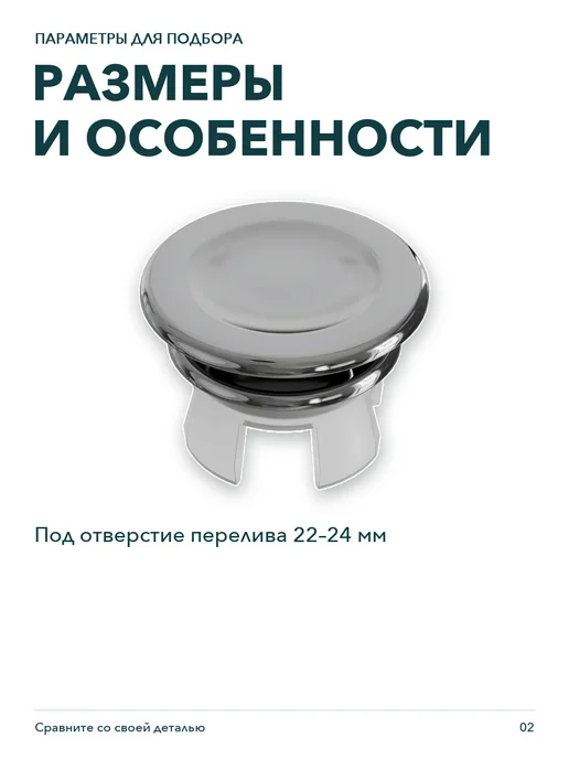 Обрамление перелива для раковины 22-24 мм хромированное, 22-24, фото 2