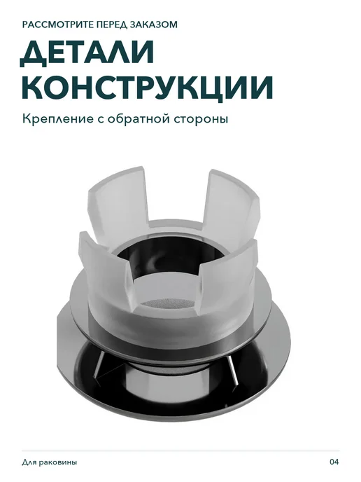 Обрамление перелива для раковины 22-24 мм хромированное, 22-24, фото 4