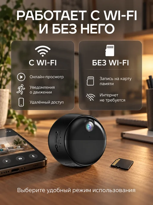 Inner Base Камера видеонаблюдения мини WI FI для дома, черный, фото 4