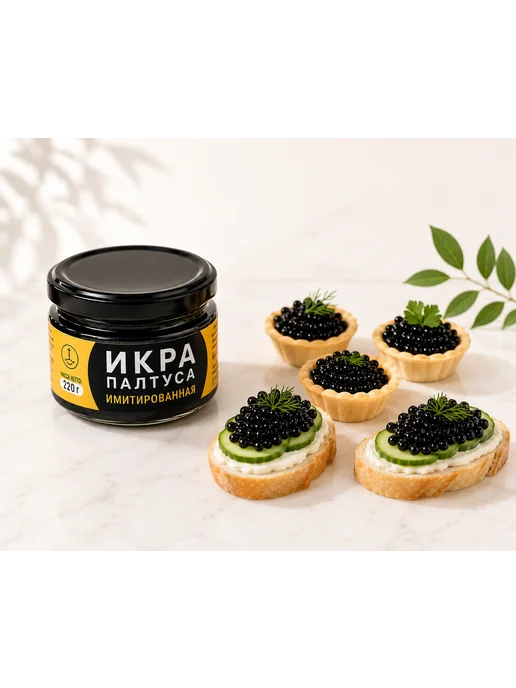 Вкусная икра Икра палтуса черная 220г морской деликатес, 220 г, фото 3