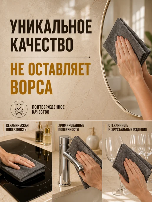 Умная тряпка для уборки стекол и зеркал без разводов 1 шт, 2 шт, фото 4