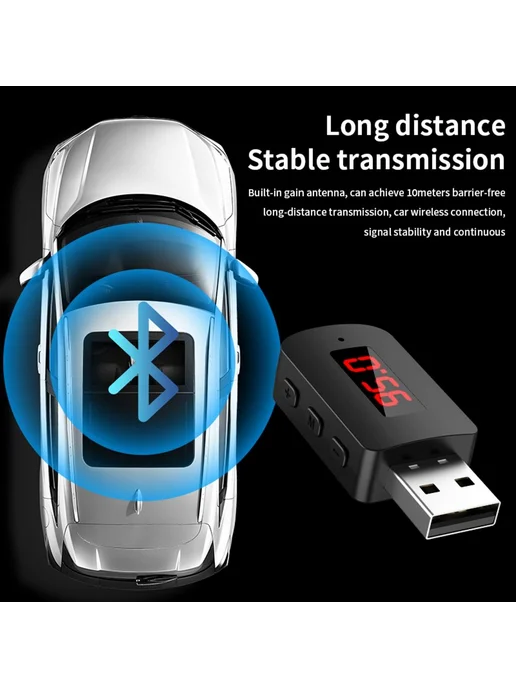 Автомобильный Bluetooth-адаптер 5.4, FM-передатчик приемник, вариант, фото 6