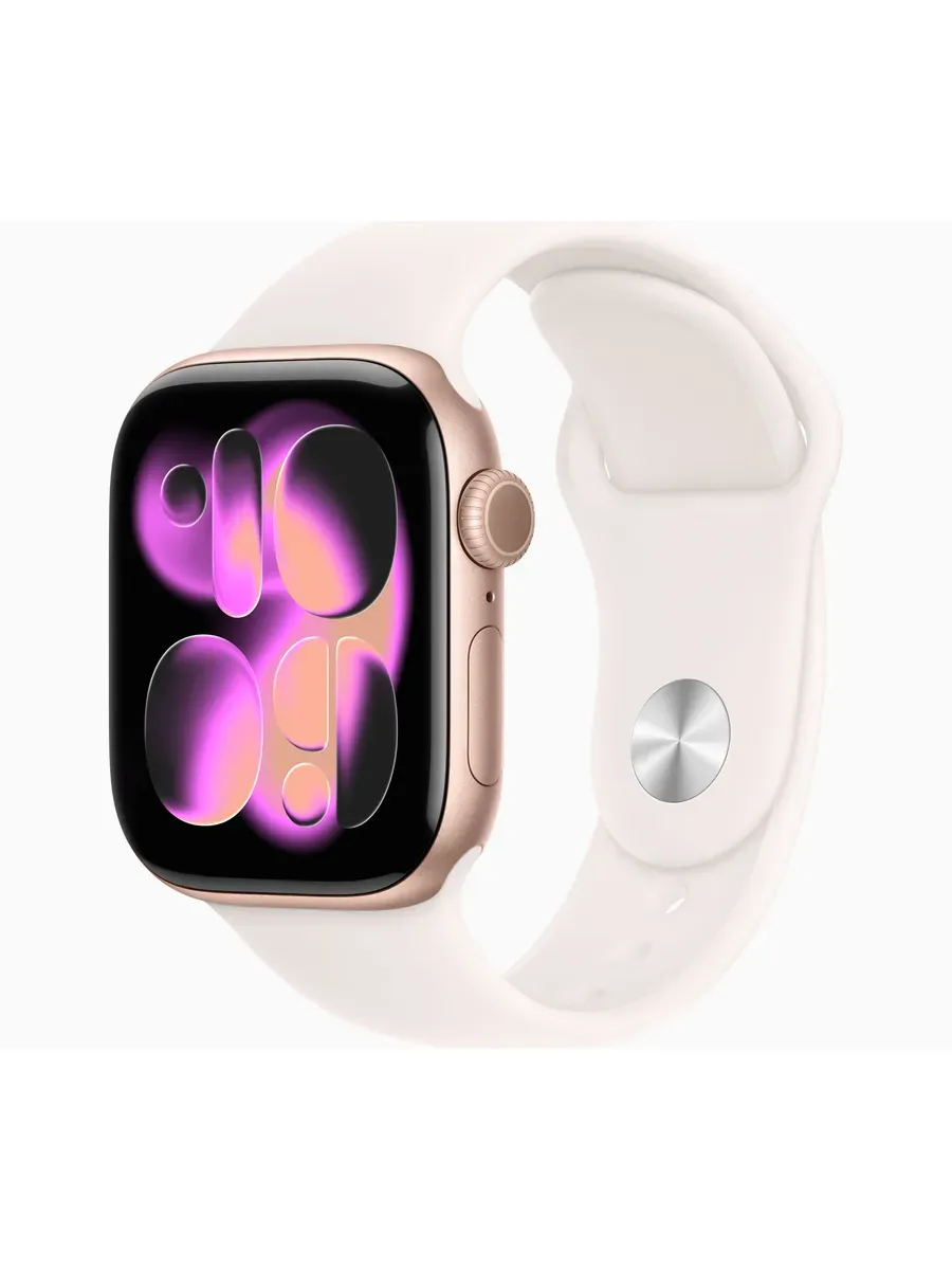 Apple Watch Series 11, 46mm Rose Gold, Light Blush Band S M