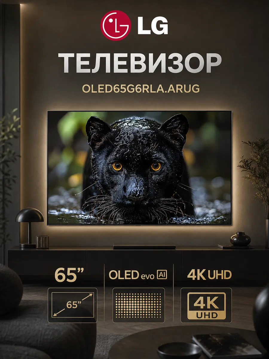 Телевизор 65" OLED65G6RLA.ARUG, серебристый LG 1113655906 купить за 283 933 ₽ в интернет‑магазине Wildberries
