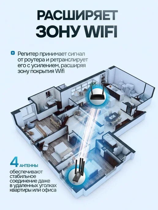 Усилитель сигнала Wi-Fi, черный, фото 2