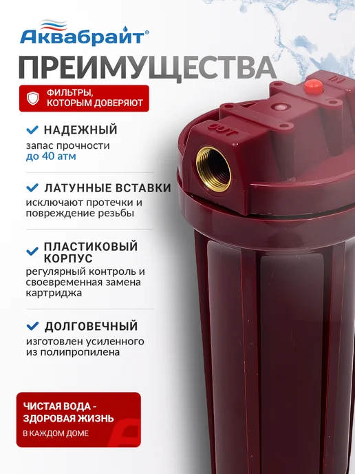 Аквабрайт Фильтр магистральный для горячей воды 1 2", вариант, фото 2