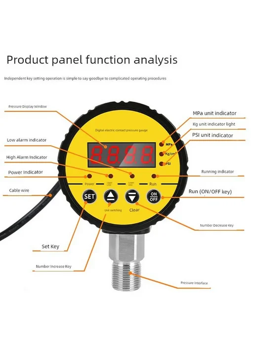 Интеллектуальный манометр с цифровым дисплеем (0~4MPA), вариант, фото 5